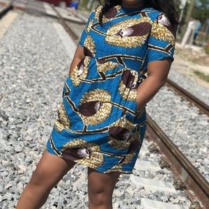 Grass-fields African Print Mini Dress Grassfields